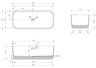 Ванна из искусственного камня ABBER Stein AS9663 170x75см белый матовый
